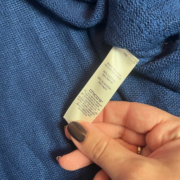 Chico's Royal Blue Crew Neck Cotton Sweater Size XL - Picture 5 of 5